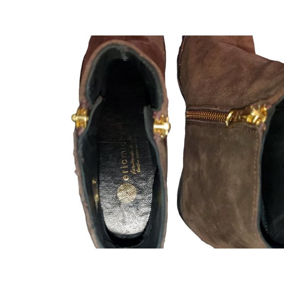 Eric Michael Tatiana Brown Metallic Suede Bootie Size 6/36 - Picture 7 of 10